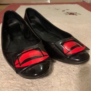 Roger Vivier black red lips flats AUTHENTIC